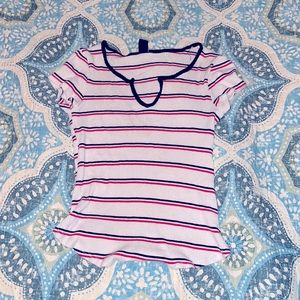 (Small) dark blue and red striped crop top